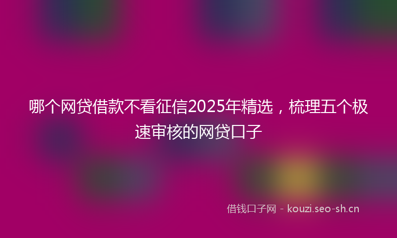 哪个网贷借款不看征信2025年精选,梳理五个极速审核的网贷口子