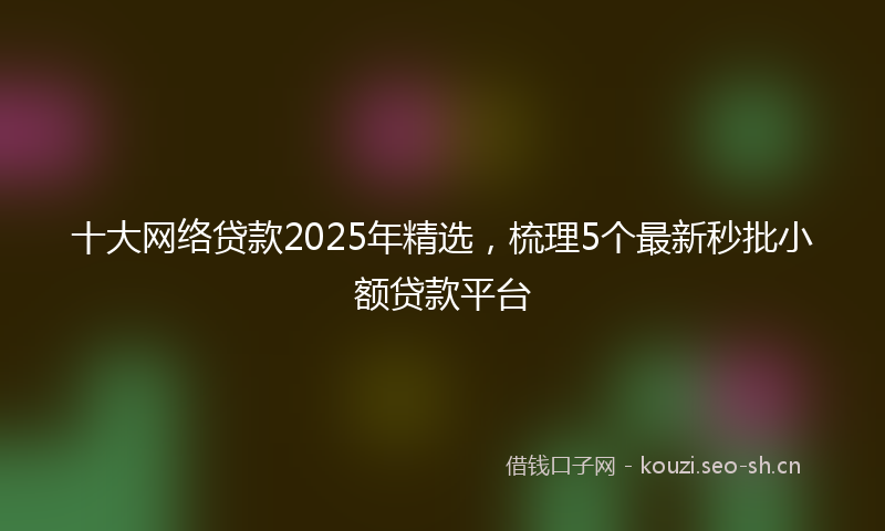 十大网络贷款2025年精选，梳理5个最新秒批小额贷款平台