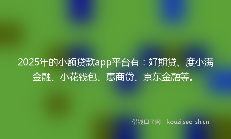 2025年的小额贷款app平台有：好期贷、度小满金融、小花钱包、惠商贷、京东金融等。