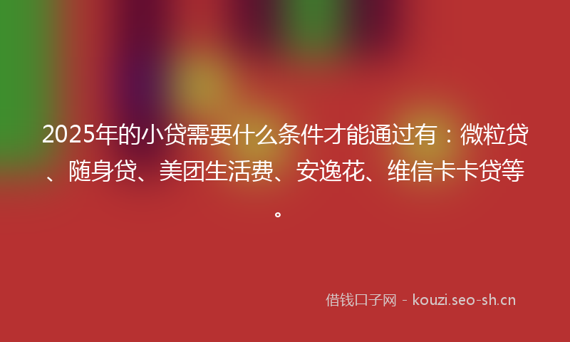 2025年的小贷需要什么条件才能通过有：微粒贷、随身贷、美团生活费、安逸花、维信卡卡贷等。