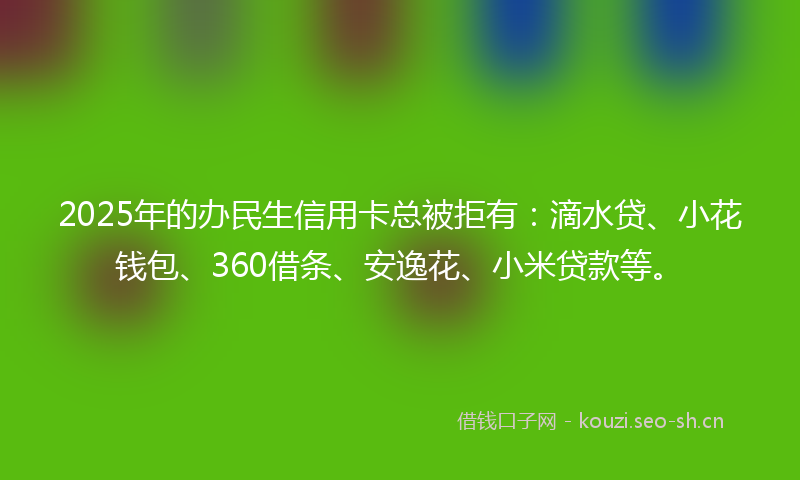 2025年的办民生信用卡总被拒有:滴水贷、小花钱包、360借条、安逸花、小米贷款等。