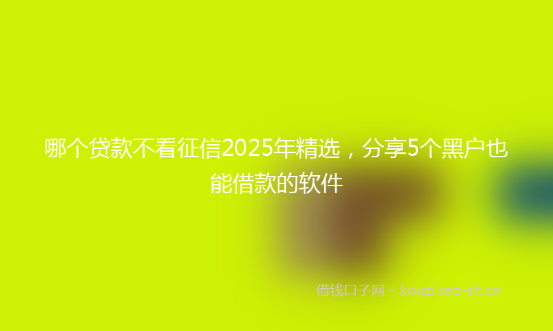 哪个贷款不看征信2025年精选，分享5个黑户也能借款的软件