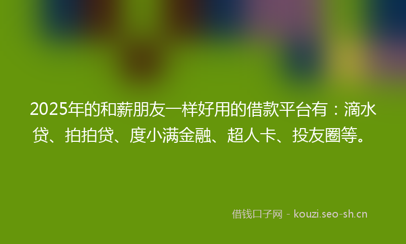 2025年的和薪朋友一样好用的借款平台有:滴水贷、拍拍贷、度小满金融、超人卡、投友圈等。