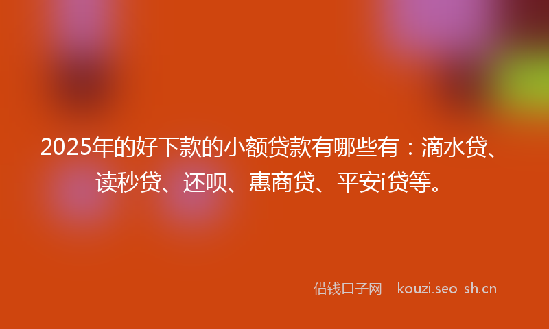 2025年的好下款的小额贷款有哪些有：滴水贷、读秒贷、还呗、惠商贷、平安i贷等。