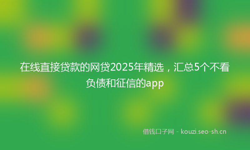 在线直接贷款的网贷2025年精选，汇总5个不看负债和征信的app