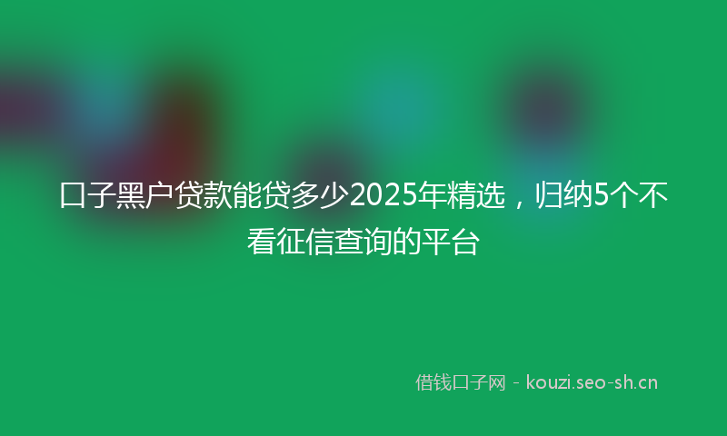口子黑户贷款能贷多少2025年精选,归纳5个不看征信查询的平台