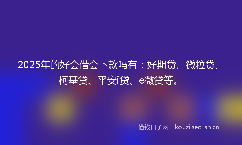 2025年的好会借会下款吗有：好期贷、微粒贷、柯基贷、平安i贷、e微贷等。
