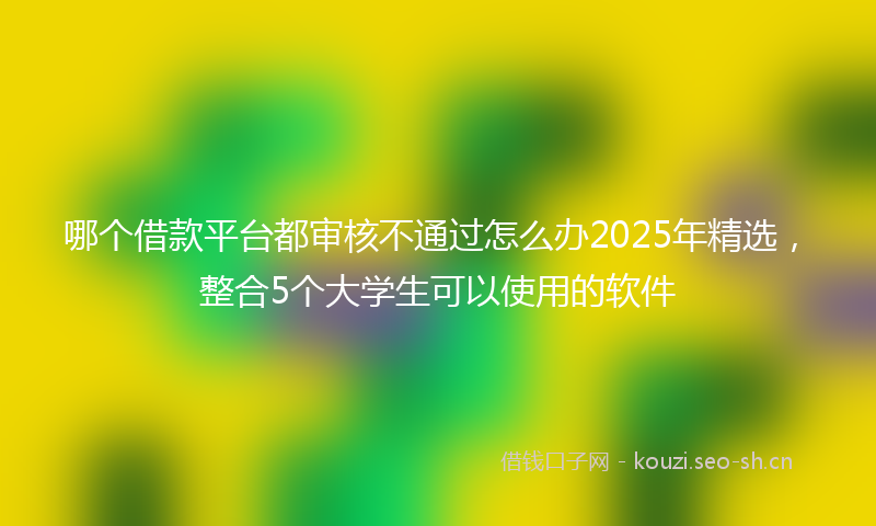 哪个借款平台都审核不通过怎么办2025年精选，整合5个大学生可以使用的软件