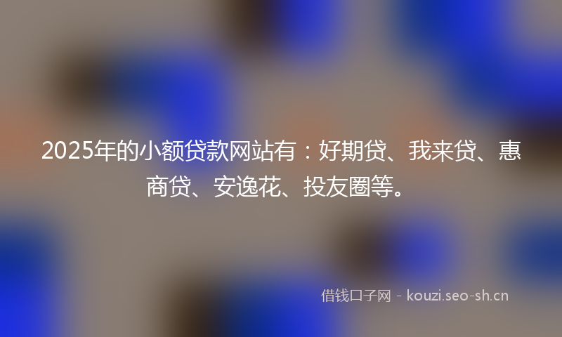 2025年的小额贷款网站有：好期贷、我来贷、惠商贷、安逸花、投友圈等。