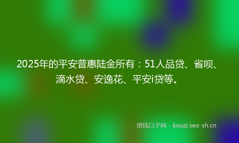 2025年的平安普惠陆金所有：51人品贷、省呗、滴水贷、安逸花、平安i贷等。
