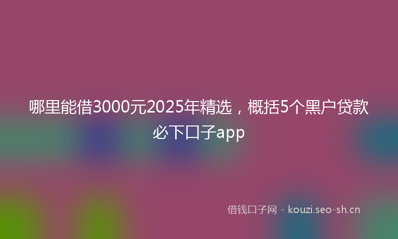 哪里能借3000元2025年精选，概括5个黑户贷款必下口子app