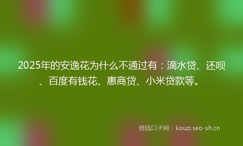 2025年的安逸花为什么不通过有：滴水贷、还呗、百度有钱花、惠商贷、小米贷款等。