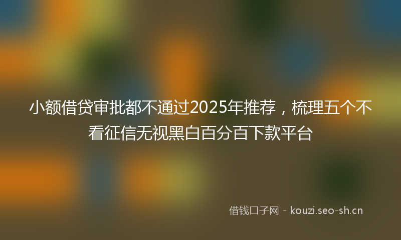 小额借贷审批都不通过2025年推荐，梳理五个不看征信无视黑白百分百下款平台