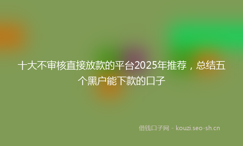 十大不审核直接放款的平台2025年推荐，总结五个黑户能下款的口子