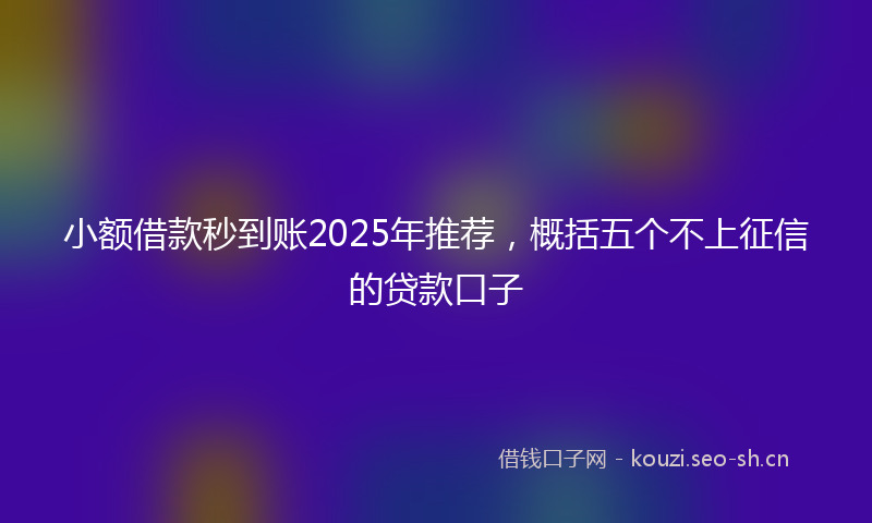 小额借款秒到账2025年推荐，概括五个不上征信的贷款口子