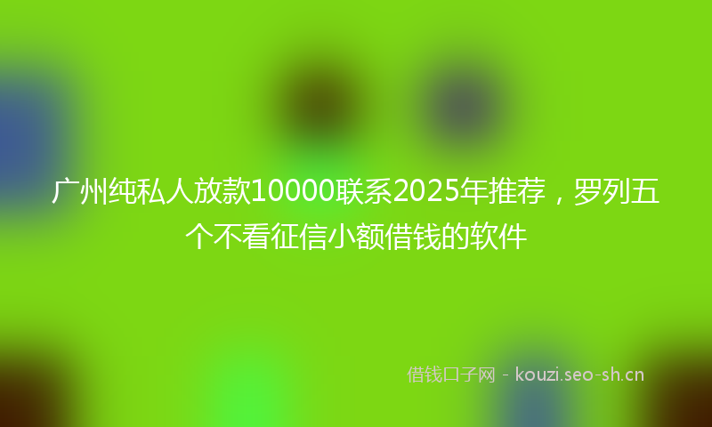 广州纯私人放款10000联系2025年推荐，罗列五个不看征信小额借钱的软件