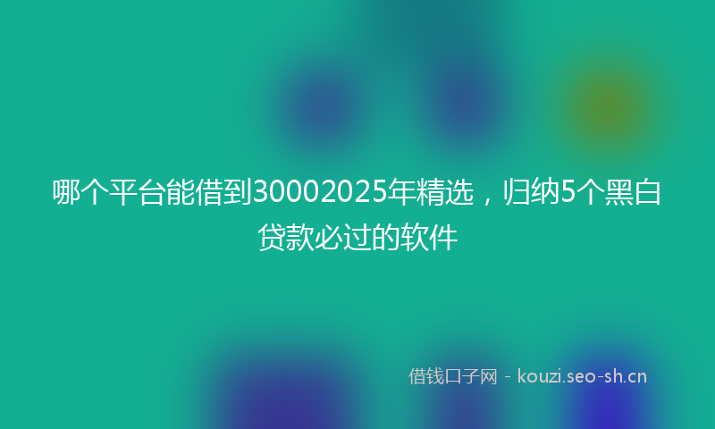 哪个平台能借到30002025年精选,归纳5个黑白贷款必过的软件