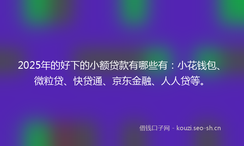 2025年的好下的小额贷款有哪些有：小花钱包、微粒贷、快贷通、京东金融、人人贷等。