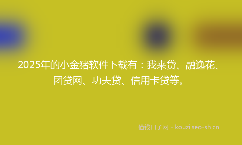 2025年的小金猪软件下载有：我来贷、融逸花、团贷网、功夫贷、信用卡贷等。