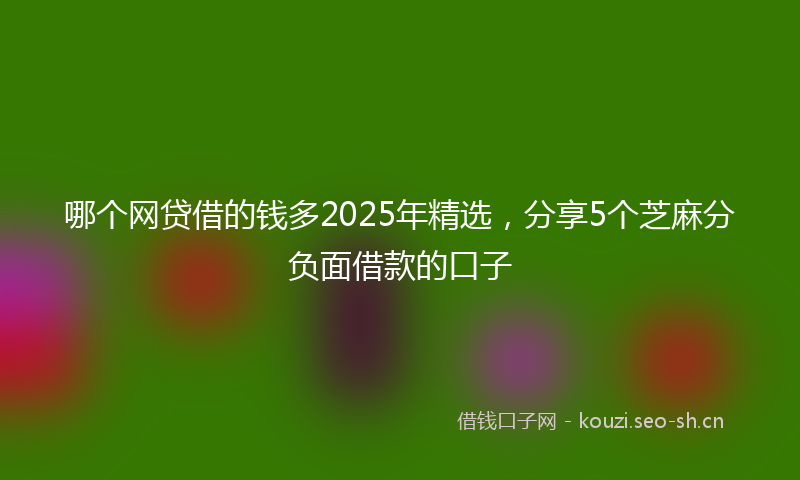 哪个网贷借的钱多2025年精选，分享5个芝麻分负面借款的口子