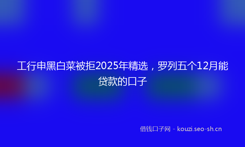 工行申黑白菜被拒2025年精选，罗列五个12月能贷款的口子