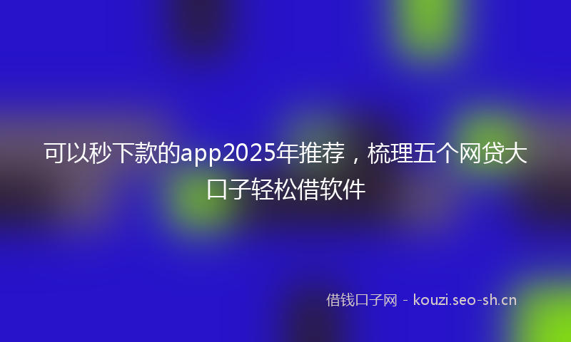 可以秒下款的app2025年推荐，梳理五个网贷大口子轻松借软件
