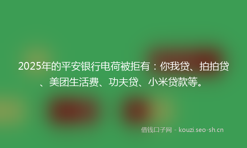 2025年的平安银行电荷被拒有：你我贷、拍拍贷、美团生活费、功夫贷、小米贷款等。