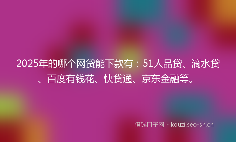 2025年的哪个网贷能下款有：51人品贷、滴水贷、百度有钱花、快贷通、京东金融等。
