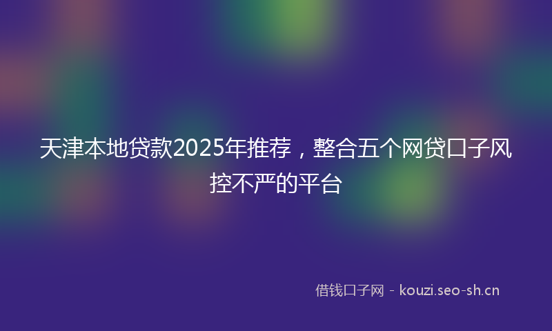 天津本地贷款2025年推荐，整合五个网贷口子风控不严的平台