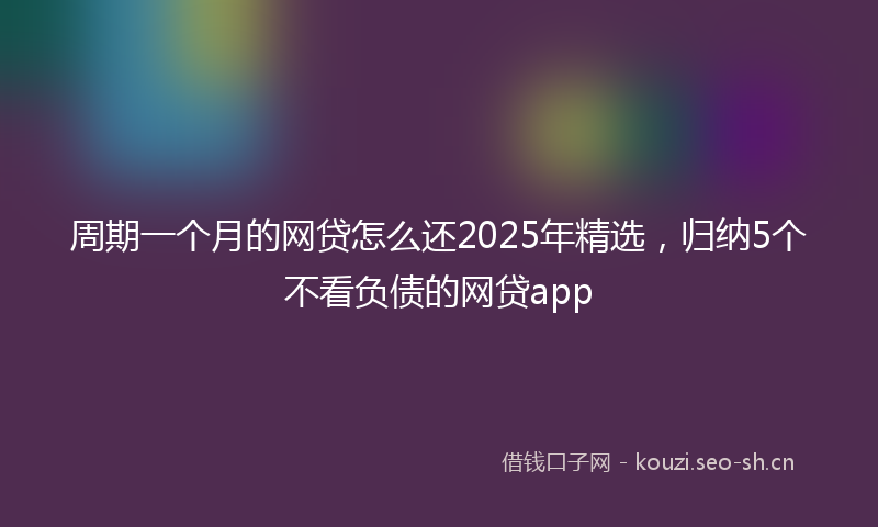 周期一个月的网贷怎么还2025年精选，归纳5个不看负债的网贷app
