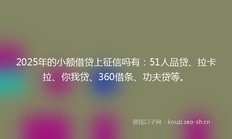 2025年的小额借贷上征信吗有：51人品贷、拉卡拉、你我贷、360借条、功夫贷等。