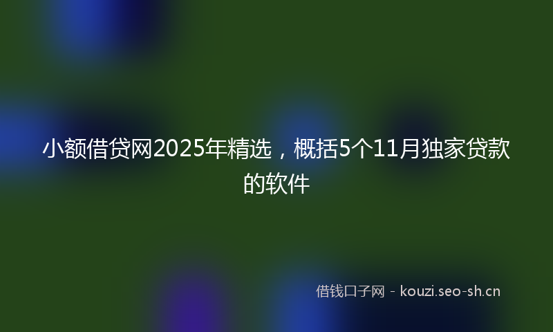 小额借贷网2025年精选，概括5个11月独家贷款的软件