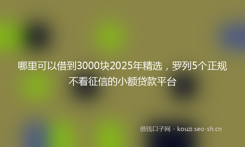哪里可以借到3000块2025年精选,罗列5个正规不看征信的小额贷款平台
