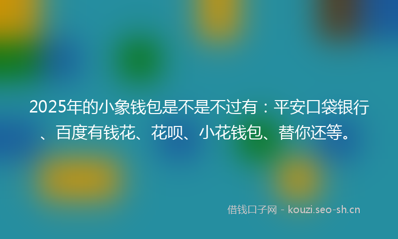 2025年的小象钱包是不是不过有：平安口袋银行、百度有钱花、花呗、小花钱包、替你还等。