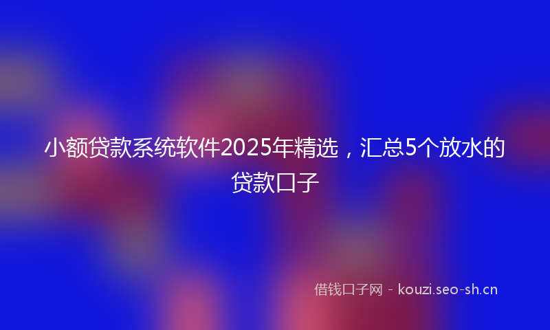 小额贷款系统软件2025年精选，汇总5个放水的贷款口子