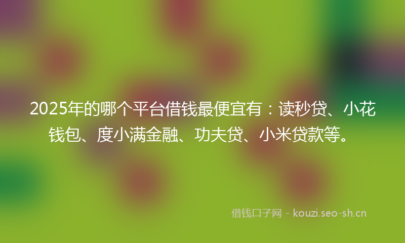 2025年的哪个平台借钱最便宜有：读秒贷、小花钱包、度小满金融、功夫贷、小米贷款等。