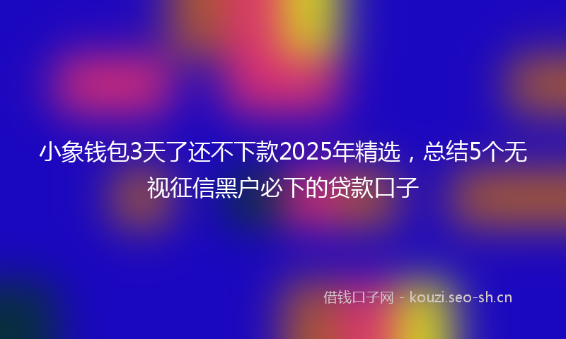 小象钱包3天了还不下款2025年精选，总结5个无视征信黑户必下的贷款口子