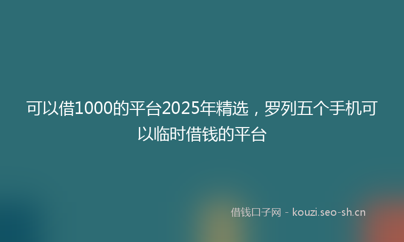 可以借1000的平台2025年精选,罗列五个手机可以临时借钱的平台