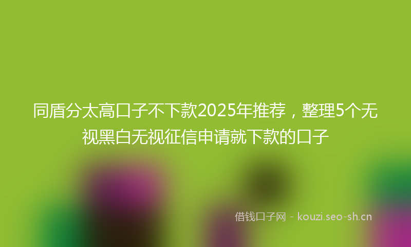 同盾分太高口子不下款2025年推荐，整理5个无视黑白无视征信申请就下款的口子