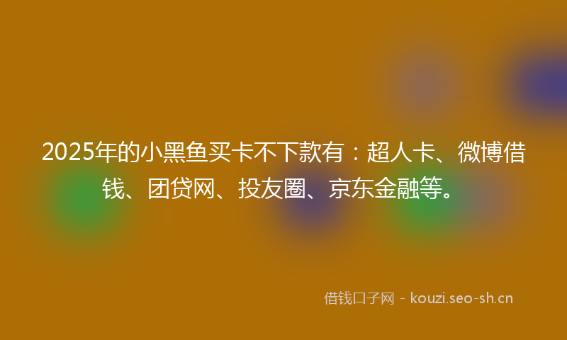 2025年的小黑鱼买卡不下款有：超人卡、微博借钱、团贷网、投友圈、京东金融等。