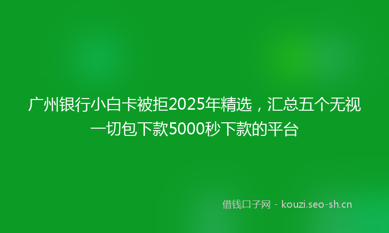 广州银行小白卡被拒2025年精选，汇总五个无视一切包下款5000秒下款的平台