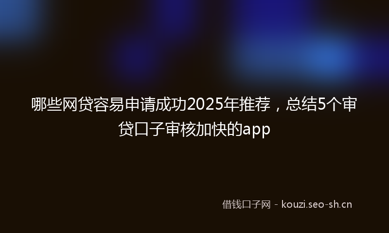 哪些网贷容易申请成功2025年推荐，总结5个审贷口子审核加快的app