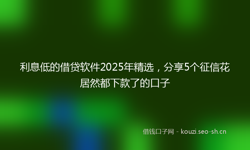 利息低的借贷软件2025年精选,分享5个征信花居然都下款了的口子