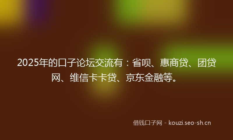 2025年的口子论坛交流有：省呗、惠商贷、团贷网、维信卡卡贷、京东金融等。