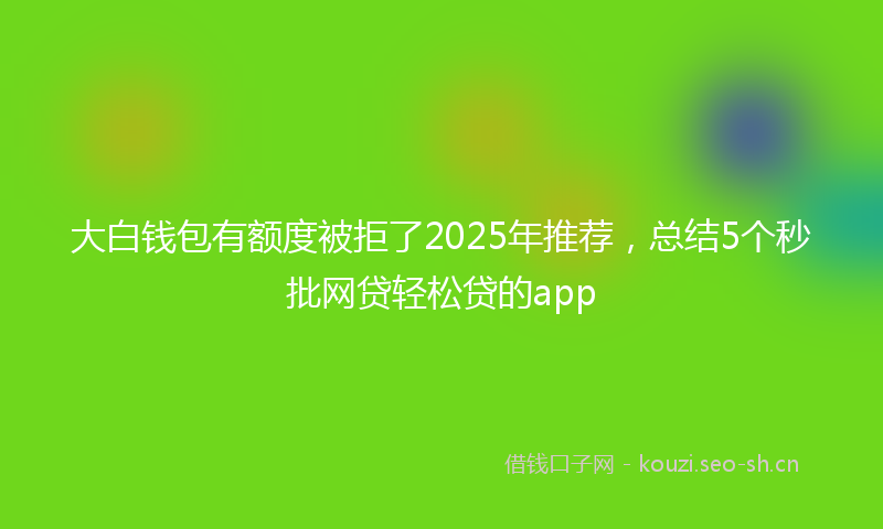 大白钱包有额度被拒了2025年推荐，总结5个秒批网贷轻松贷的app
