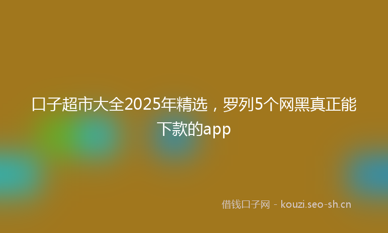口子超市大全2025年精选,罗列5个网黑真正能下款的app