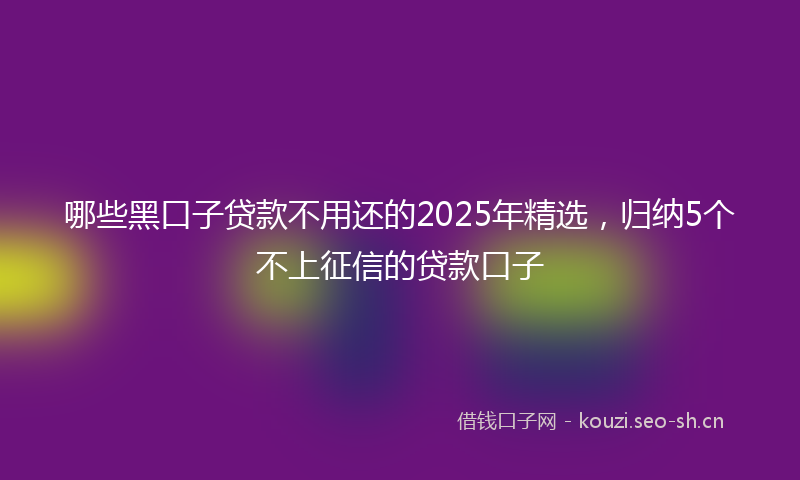 哪些黑口子贷款不用还的2025年精选,归纳5个不上征信的贷款口子