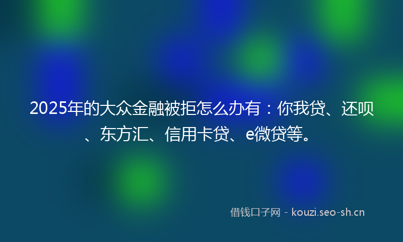 2025年的大众金融被拒怎么办有:你我贷、还呗、东方汇、信用卡贷、e微贷等。
