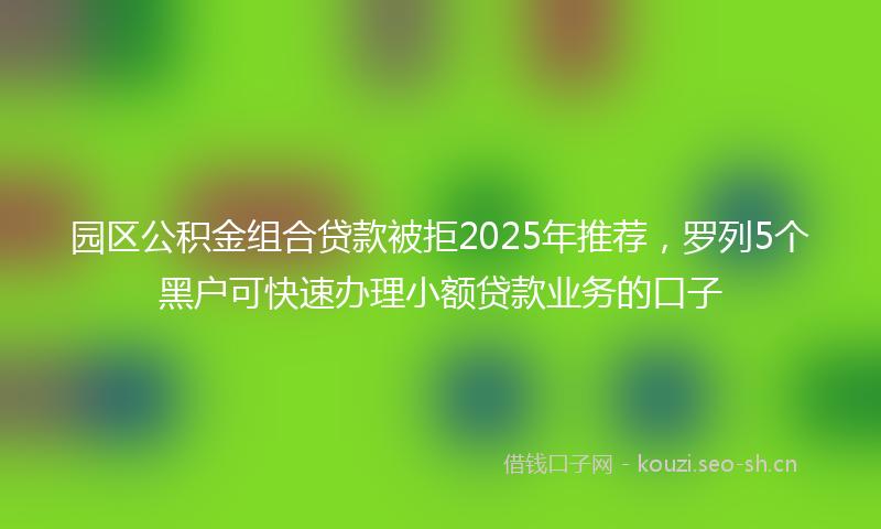 园区公积金组合贷款被拒2025年推荐，罗列5个黑户可快速办理小额贷款业务的口子