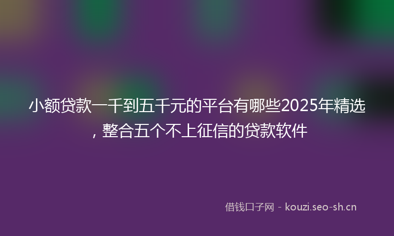 小额贷款一千到五千元的平台有哪些2025年精选，整合五个不上征信的贷款软件